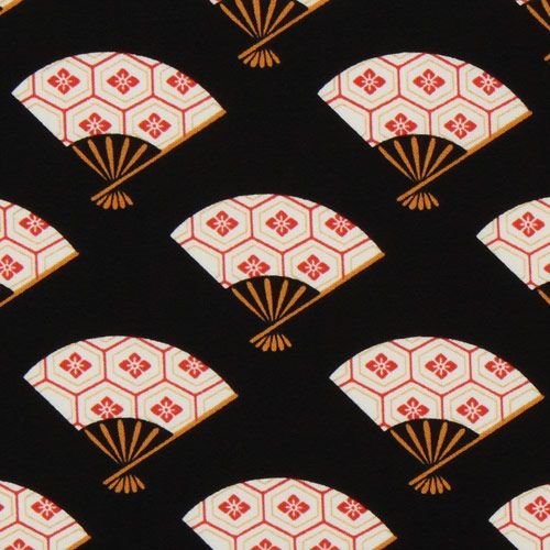 black Michael Miller Japanese Kimono Fans fabric 1