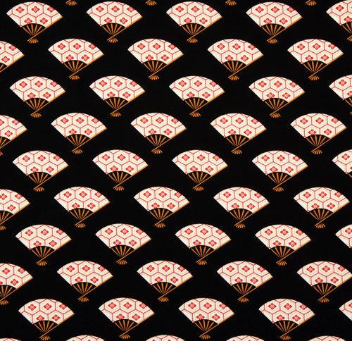 black Michael Miller Japanese Kimono Fans fabric 2