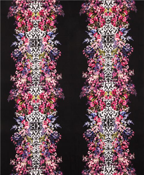 black Michael Miller flower fabric Midnight Garden 2