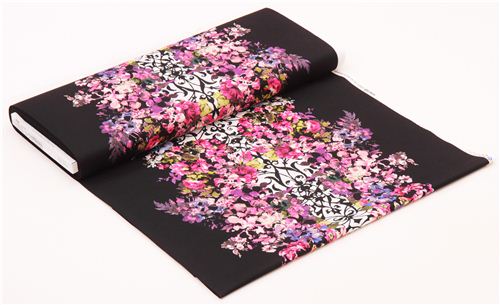 black Michael Miller flower fabric Midnight Garden 3
