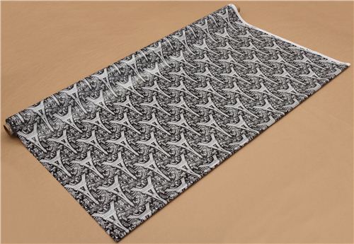 black Michael Miller premium laminate fabric Eiffel Tower 3