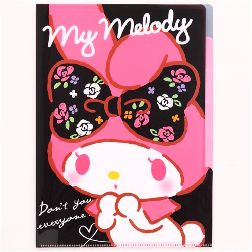 schwarzer My Melody Hase Blumenschleife 5 Fächer A4 Mappe Mappen
