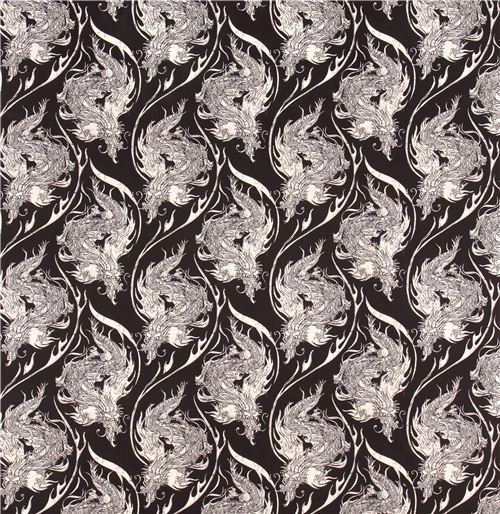 black Ninja Dragon Japanese dragons Ryu fabric Riley Blake Year Of The Ninja 3