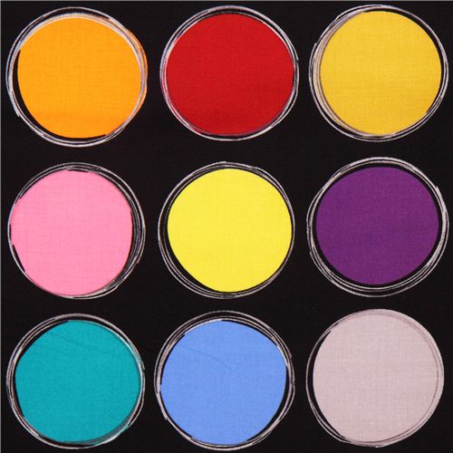 black Paint Lids circle dot fabric Michael Miller 1