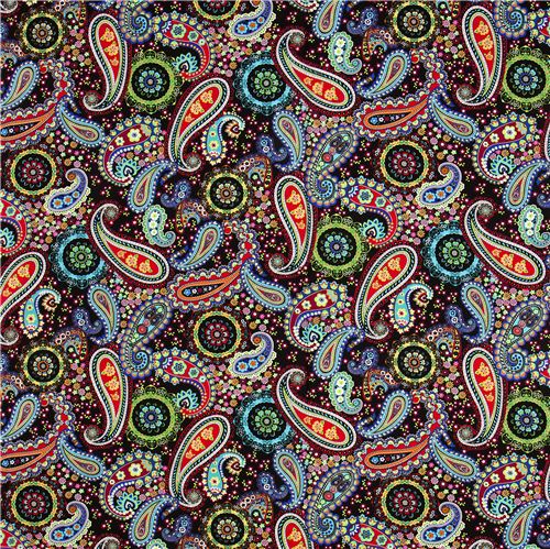 black Paisley & flower Timeless Treasures fabric 2