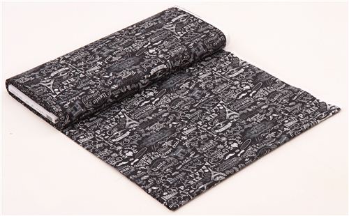 black 'Paris Chalkboard' Timeless Treasures fabric from the USA 3