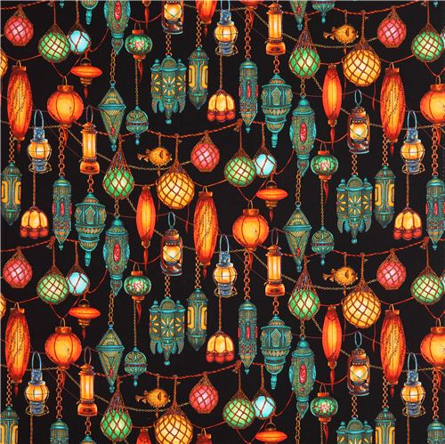 black Princess on a Pea lamp lantern fabric Elizabeth's Studio from the USA 2