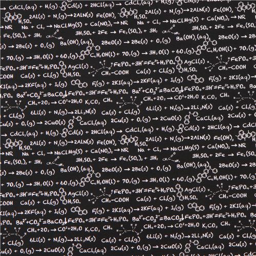black Riley Blake chalk board chemical 'Equation' fabric Novelty 2
