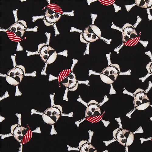 black Riley Blake pirates skull fabric 1