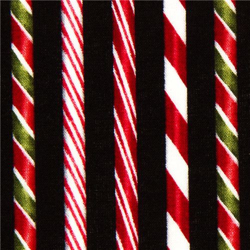 black Robert Kaufman Christmas fabric candy cane 1