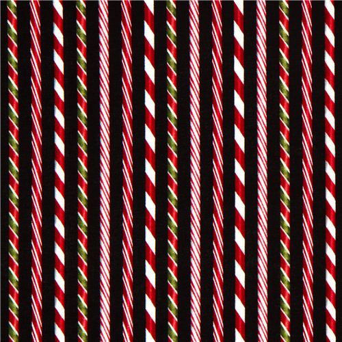black Robert Kaufman Christmas fabric candy cane 2