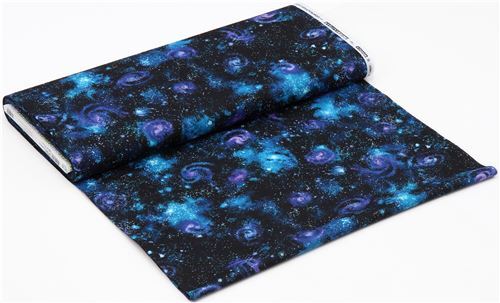 Resto de (47 x 112 cm) - Tela negra con espacio exterior galaxia estrella Robert Kaufman Stargazers 3