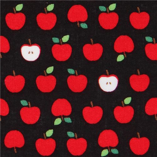 black Robert Kaufman small red apple fruit fabric Sevenberry Mini Prints 1