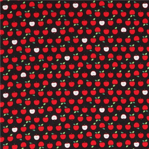 black Robert Kaufman small red apple fruit fabric Sevenberry Mini Prints 2