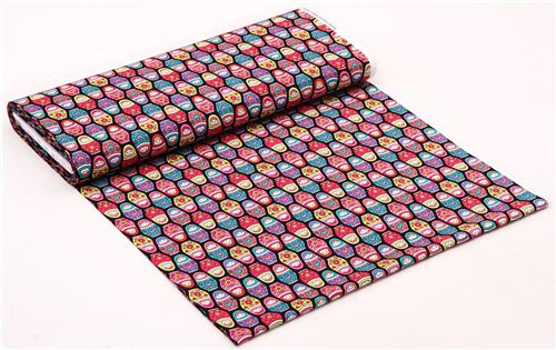 black Russian Dolls matryoshka fabric by Timeless Treasures 3