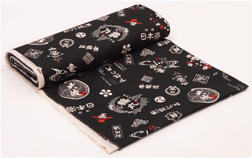 black Sake rice wine label logo Canvas fabric by Cosmo from Japan 3