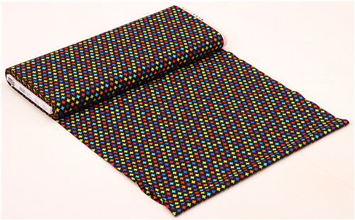 black Timeless Treasures colorful plus cross fabric  3
