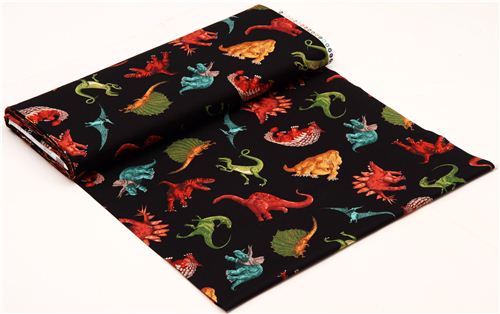 black Timeless Treasures dino fabric from the USA Fabric by Timeless ...
