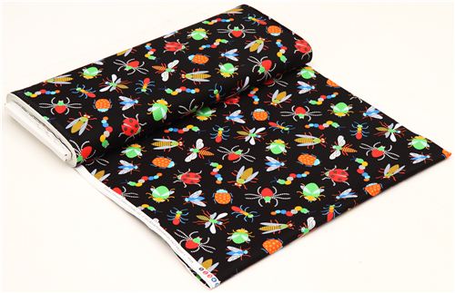 black Timeless Treasures insect animal fabric USA 4