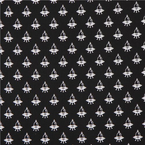 black UFOs rocket fabric 'Spaced Out' Robert Kaufman This and That 2