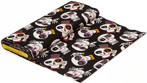 black US fabric with skulls cute dapper with hat and costume Alexander ...