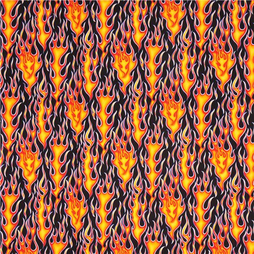 Remnant 45 cm - black Wheels on Fire flame fire fabric Alexander Henry 2