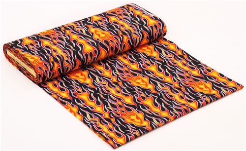 Remnant 45 cm - black Wheels on Fire flame fire fabric Alexander Henry 3