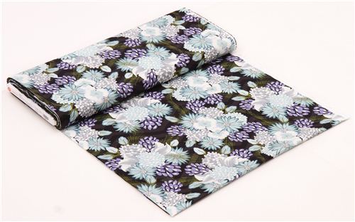 black and grey 'Bel Air' blossom flower fabric by Andover USA 3