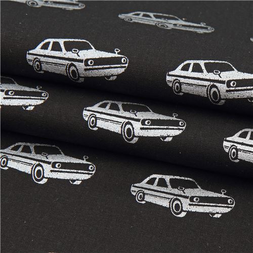 black and metallic silver canvas car fabric by echino from Japan - modeS4u