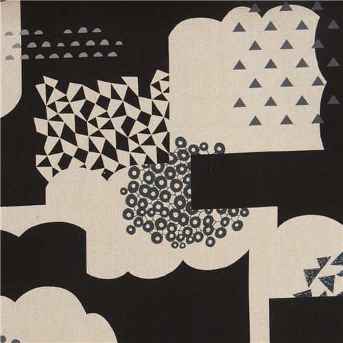 black and natural color echino shape canvas fabric Fabric