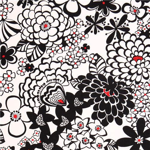 black and white Satchi Alexander Henry flower fabric modeS4u