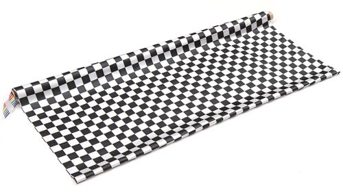 black and white square checkered polyester satin fabric by Kokka Japan ...