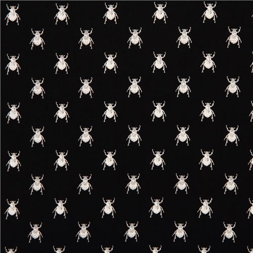 black animal fabric with white bugs Michael Miller 2
