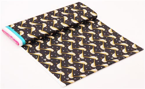 black atori bird echino Decoro cotton sateen fabric 3