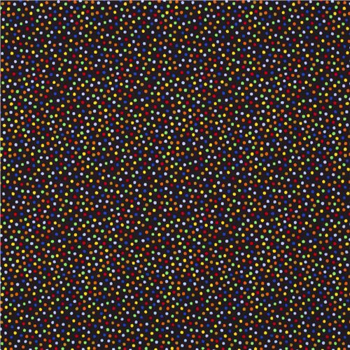 Remnant (22 x 112 cm) - black background garden pindot colourful polka dots on cotton fabric 2