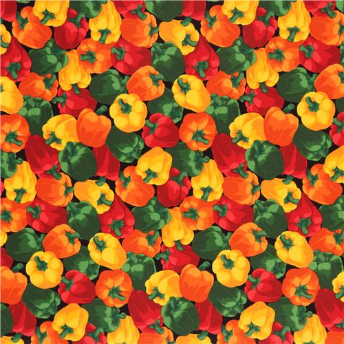 black bell pepper vegetable fabric Timeless Treasures USA 2