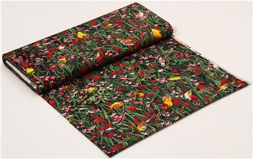 black bird fabric with flowers by Timeless Treasures 3