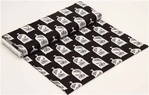 black bird in cage animal fabric Michael Miller Jackclaws 3