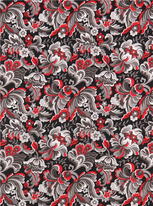 black blossoms flower pattern fabric 'Arabella' Blank Quilting USA 2