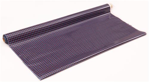 black blue red dark blue silver metallic stripe laminate fabric by Lecien 4