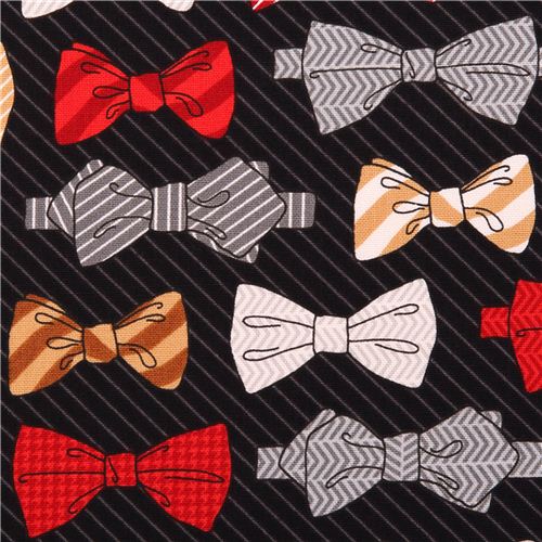 black bow tie fabric Robert Kaufman Fox and the Houndstooth Fabric