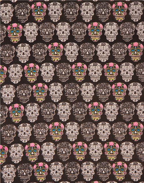 black-brown flower skull fabric Calavera USA 3
