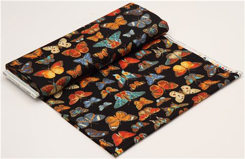 black butterfly & gold fabric par Robert Kaufman USA 3