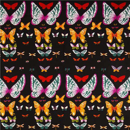 black animal fabric butterflies Alexander Henry USA by Alexander Henry ...