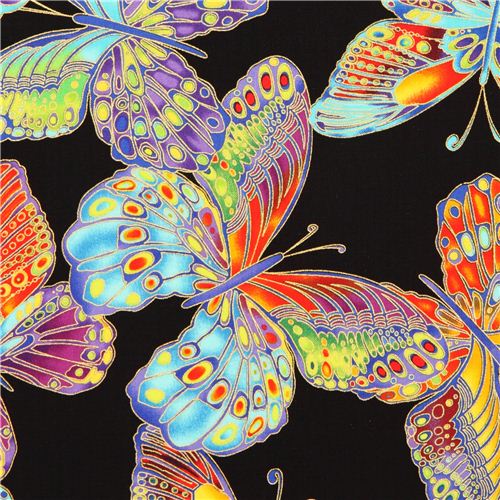 black butterfly fabric with gold Timeless Treasures Fabric by Timeless ...