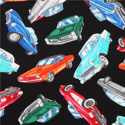 black cadillac antique cars American fabric by Timeless Treasures USA ...