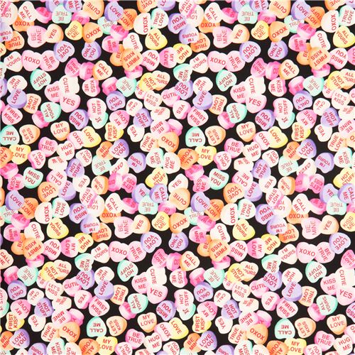 black candy hearts fabric by Timeless Treasures 2