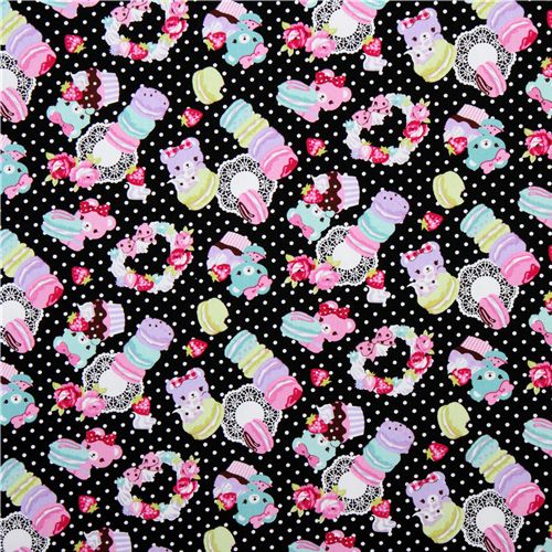 black canvas fabric macaroons bears Japan kawaii 2