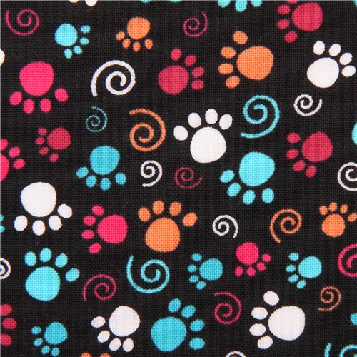 black cat paw print fabric by Quilting Treasures 1