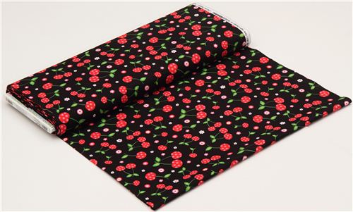 schwarzer Kirschen und Blumen Stoff von Robert Kaufman 3